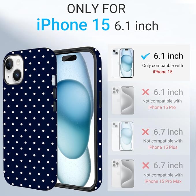 TPU Phone Case for iPhone 15, MagSafe Wireless Charging Compatible, Shockproof Slim Fit Protective Cover with Anti-Yellowing & Raised Camera Protection (Polka dot 7, iPhone 15) - Image 2