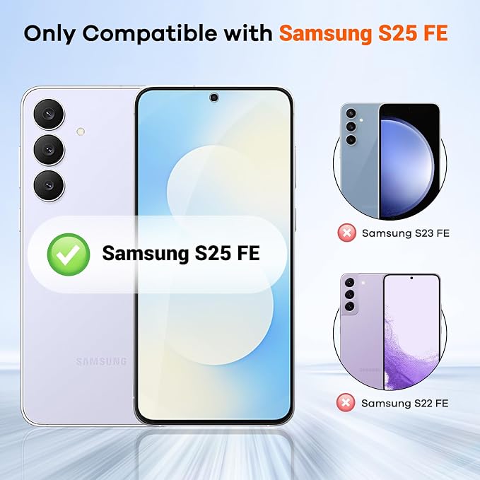 3+3 for Samsung Galaxy S25 FE 5G Privacy Screen Protector Camera Protector | 9H Tempered Glass Cell Phone Protector Camera Lens Protector - Image 2