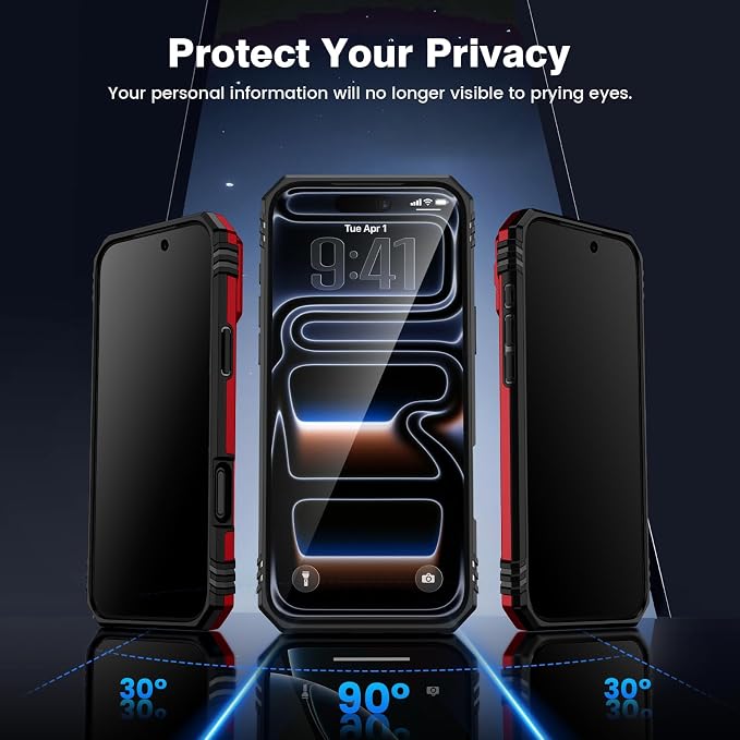 VEGO for iPhone 17 Pro Case with Slide Camera Cover and Kickstand Red | Privacy Screen Protector & Ring Kickstand Military Grade Heavy Duty Protection Cover for iPhone 17 Pro - Red - Image 3