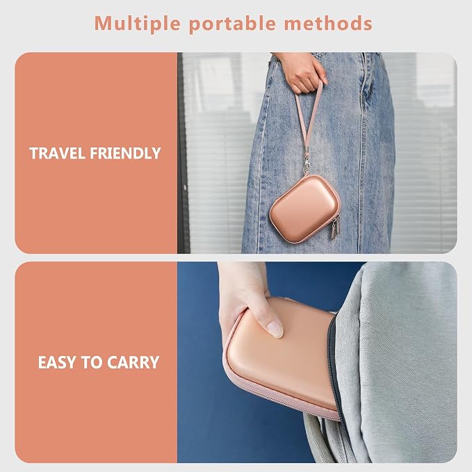 Hard Carrying Case for Kodak Step Instant Smartphone Photo Printer - Portable Mini Color Wireless Mobile Printer, Zipper Mesh Pocket for USB Cable, Photo Paper, Rose Gold - Image 6