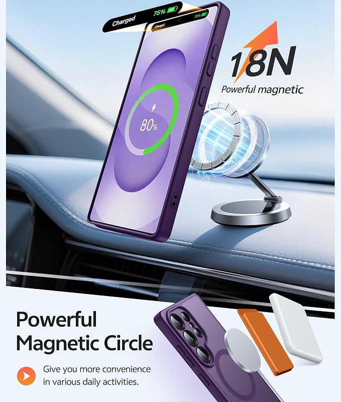 FNTCASE for Samsung Galaxy S25 Ultra Case, Compatible with Magsafe Purple | Screen Protector, Full Camera Protection, Translucent Matte, 14FT Military Grade Drop Proof, Protective Phone Cover - Image 3