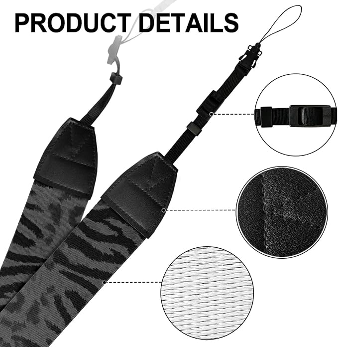 Coldinair Black Adjustable Camera Strap Universal Neck & Shoulder Soft Padded Strap for All DSLR Cameras,Binoculars - Image 7