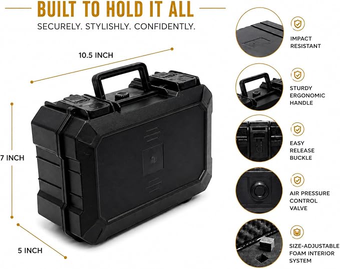 Large Black Waterproof Hard Case with Combination Lock & Customizable Foam – Impact-Resistant Portable Storage for Cameras, Drones, Tools, Ammunition & Valuables - Image 3
