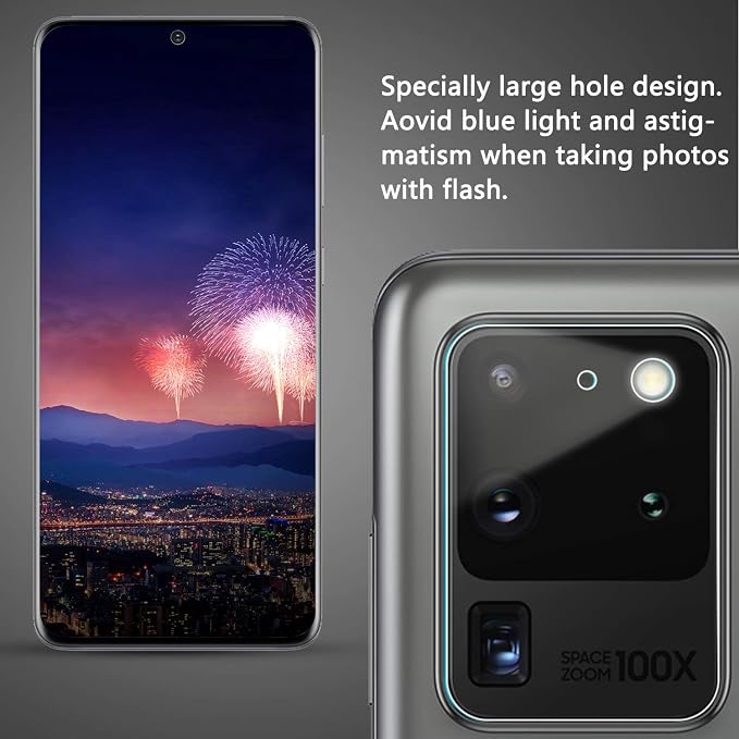 Orzero (4 Pack Camera Lens Protector Compatible for Samsung Galaxy S20 Ultra, Protector de Cámera Flexible Glass (Not Tempered Glass) (2.5D Arc Edges),HD Anti-Scratch Bubble-Free - Image 3