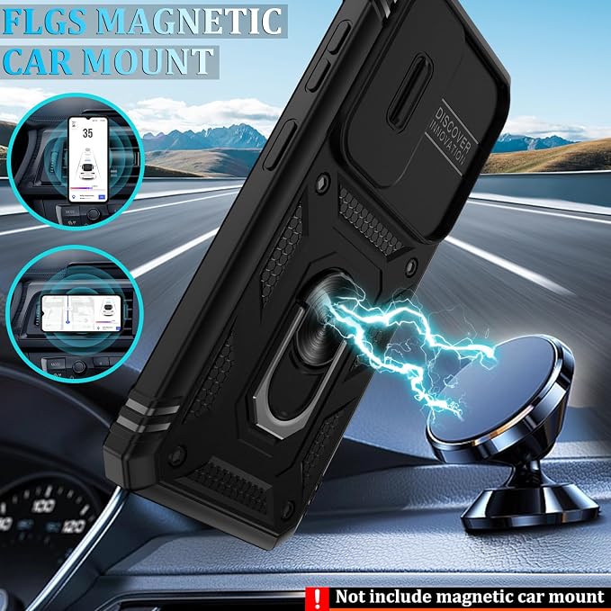 Gritup for Samsung Galaxy S26 Case with Slide Camera Cover | 2*Screen Protector, Build in 360° Rotating Ring Kickstand, Military Grade Protective Cover for Samsung S 26, Black - Image 6