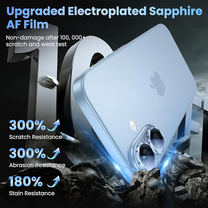 Uyiton for iPhone 17 Camera Lens Protector, Metal Frame Glass Cover | Not Easy to Break, Strong Adsorption, Case-Friendly, Metal 9H Sapphire Glass Rear Camera Screen Cover, Mist Blue - Image 6