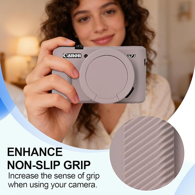 Case with Removable Lens Cover for Canon G7X Mark II/G7XII Camera(Gray) | Soft Silicone Camera Protective Case,Slim Fit,Anti-Scratch,Dustproof,Shockproof,Camera Accessories,For Travel,Daily Use - Image 5