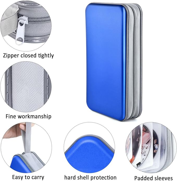 96‑Capacity Hard Plastic CD/DVD Binder for Car, Home & Travel | Zipper‑DVD Organizer, Scratch‑Resistant Sleeves Shield Discs From Dust & Damp; Stores Music, Video, Gaming & Blu‑ray Discs - Image 2
