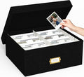Decorative Photo Storage Box, Linen Photo Box Holds 1700 4x6 Pictures Black | Photo Storage Containers with 8 Dividers, Memory Keepsake Organizer for Photos, Scrapbook Supplies, Cards, Stamps,Archive Box by JOLENSOY