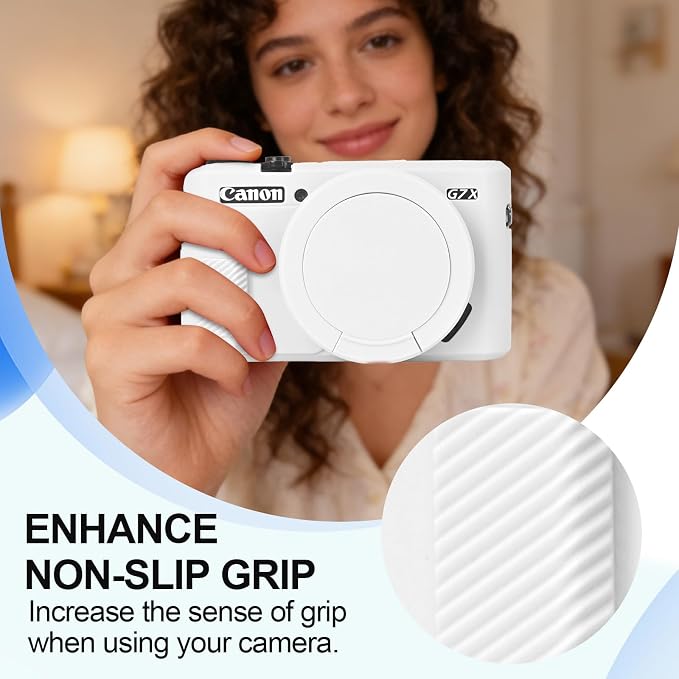 Case with Removable Lens Cover for Canon G7X Mark II/G7XII Camera(White) | Soft Silicone Camera Protective Case,Slim Fit,Anti-Scratch,Dustproof,Shockproof,Camera Accessories,For Travel,Daily Use - Image 4