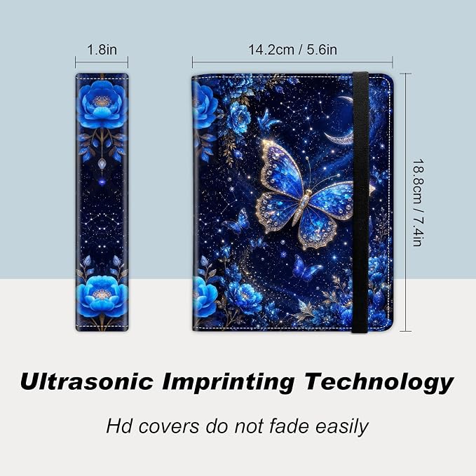 Small Photo Album 5x7, 60 Pockets Holds 120 Photos, Slip-in Pocket Photo Storage Book with Black Elastic Band for Family Wedding Baby Travel Pictures, Blue Starry Diamond Butterfly - Image 2