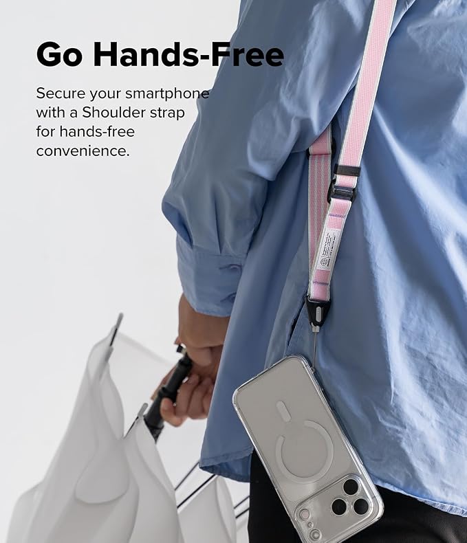 Ringke Phone Lanyard [Lanyard Strap Stripe Pink] for Camera | Travel Essentials, One-Touch Buckle, Premium Material Phone & Camera Accessories, Adjustable Sturdy Universal Neck Strap - Image 2