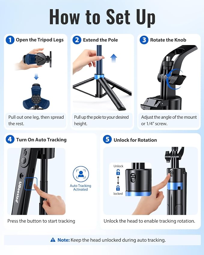 UBeesize 72” Auto Face Tracking Tripod for iPhone, MagSafe Selfie Stick with Remote, 360° Magnetic Phone Stand with Gesture Control for TikTok, Live Stream & Vlogging - Image 8
