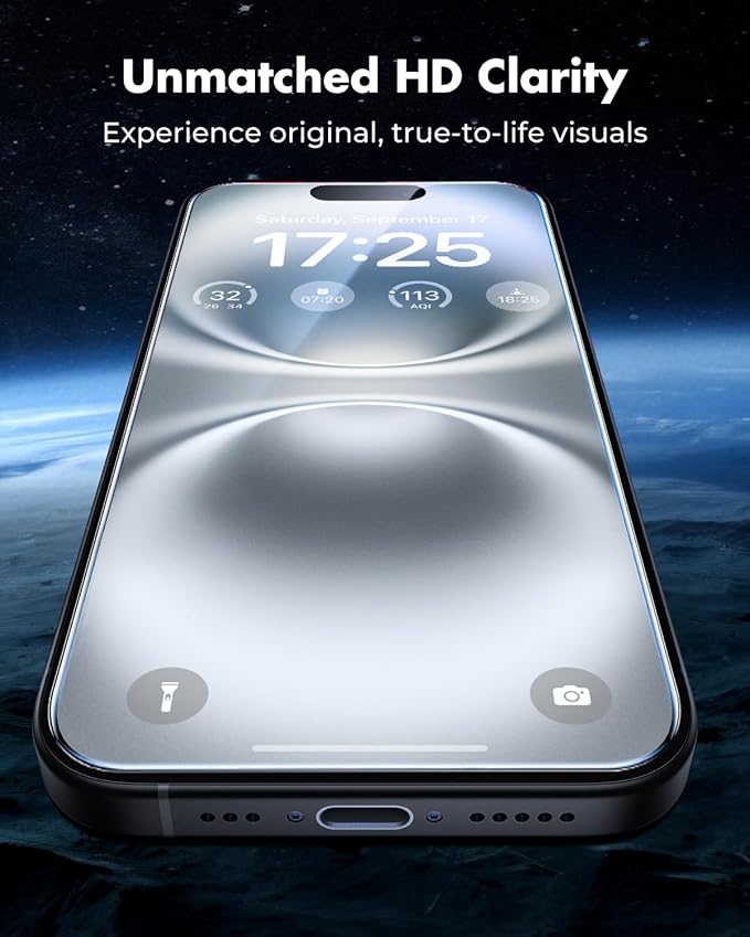 UNBREAKcable iPhone 16 Plus Screen Protector & Camera Lens Protector | Upgraded Dual-Tempered Glass with Military-Grade 9H Hardness, 3-Pack,HD Clarity, Anti-Fingerprint, Case Friendly, Fits 6.7'' - Image 4