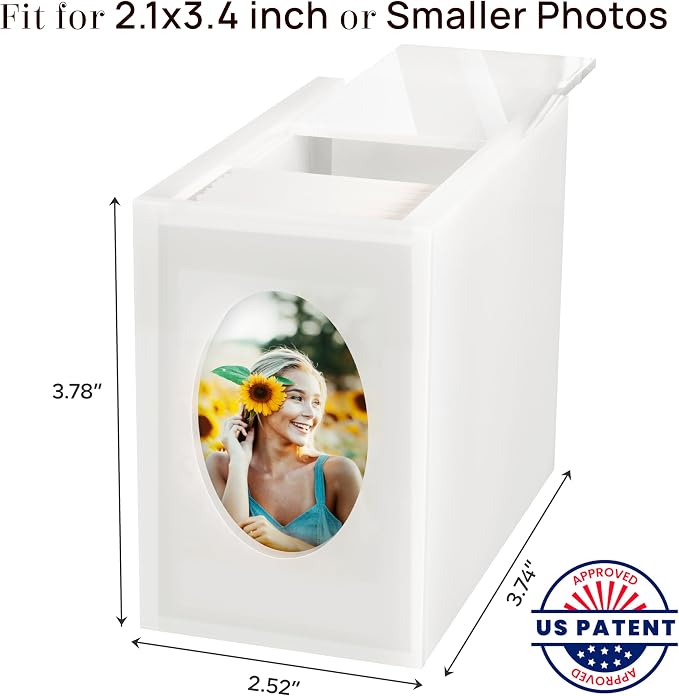 Mini Polaroid Frame & Photo Storage Box for Fujifilm Instax Mini Polaroid Film, 2”x3” Instax Film Frame for Photos, Small Picture Display Organizer Box with Sliding Lid, Acrylic Photos Album - Image 7