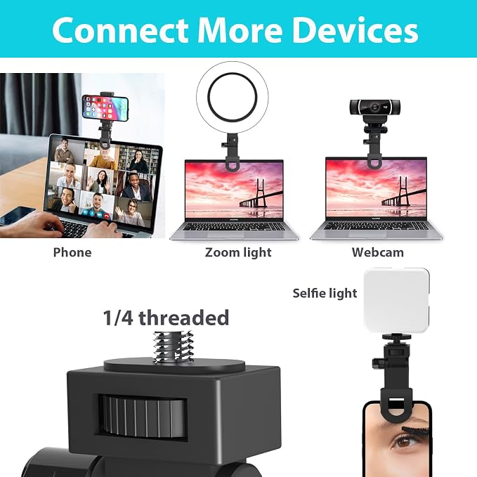Selfie Light Clip Attachment Only, Ring Light Clip Adpater Replacement, Zoom Light Clip on Part for Phone iPhone Laptop Tripod Computer - Image 4