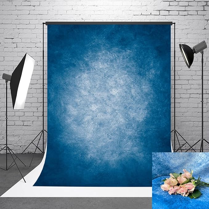 5x7ft Dark Blue Gradient Portrait Photo Backdrops Bright Center Abstract Photography Backdrop for Studio Photo Booth Prop Banner Decor Background - Image 2