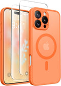 CAPRARO for iPhone 16 Pro Max Case, Compatible with MagSafe | Upgraded [Full Camera Protection] Protective Translucent Matte Women Girl Magnetic Phone Case Cover, Orange Yellow by CAPRARO
