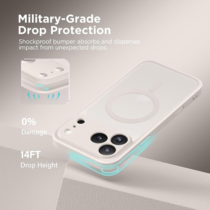 CAPRARO for iPhone 17 Pro Case, Compatible with MagSafe Stone | Upgraded [Full Camera Protection] Protective Translucent Matte Women Girl Magnetic Phone Case Cover, Stone - Image 6