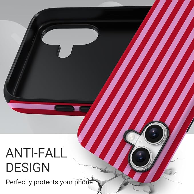 TPU Phone Case for iPhone 16, MagSafe Wireless Charging Compatible, Shockproof Slim Fit Protective Cover with Anti-Yellowing & Raised Camera Protection (Stripes 4, iPhone 16) - Image 4