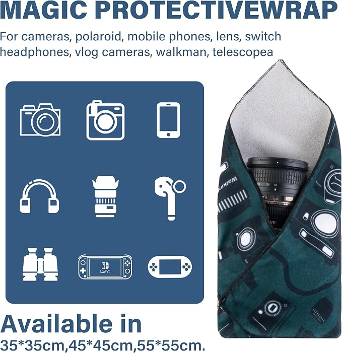 Walking Way Protective Wrap, Self-Adhesive Magic Cloth Camera Wrap, Storage Cloth, Anti-Scratch, Dustproof, Washable Lens Pouch for DSLR, Smartphones, Laptops, Cosmetic - Image 2