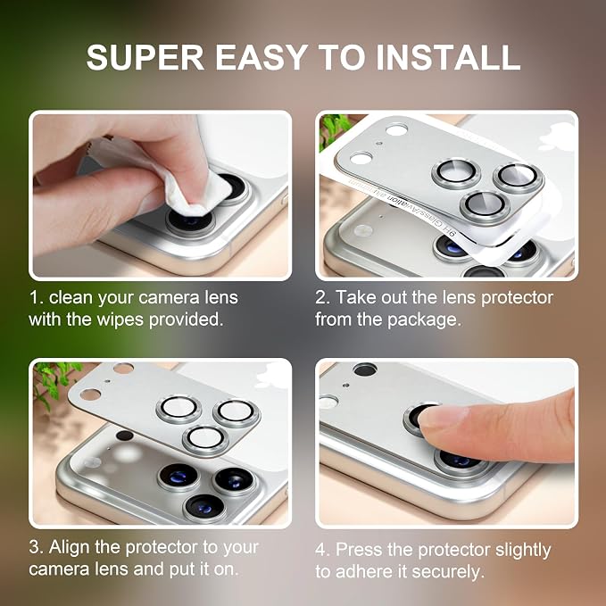 for iPhone 17 Pro Camera Lens Protector, Silver | [Military Grade Shatterproof] [Strong Adsorption] [Case Friendly] Matte Metal Tempered Glass Camera Screen Cover Accessories - Image 7