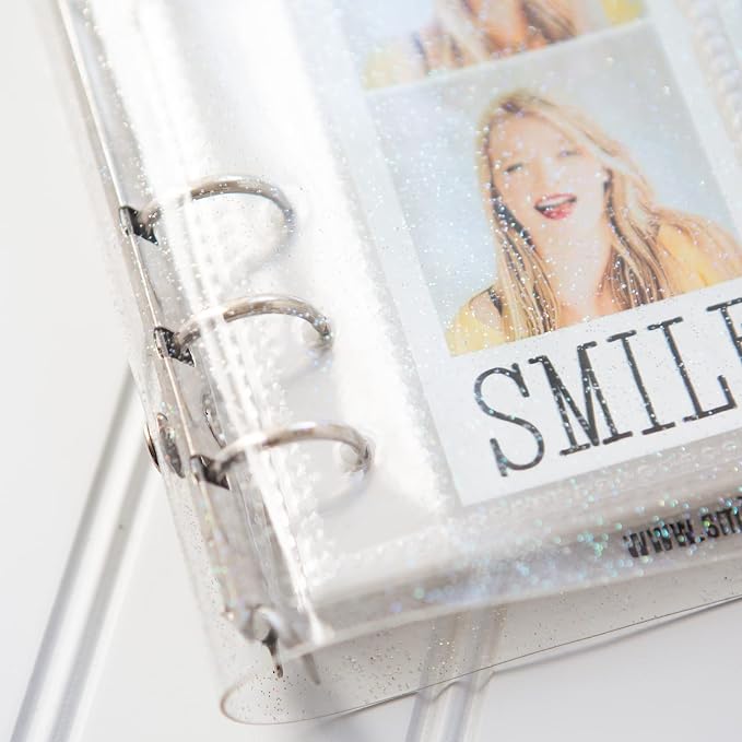 Photo Album For 2X6 Photo Booth Slip In Strips And 4X6 Pictures - 6 Ring Notebook Binder With 20 2 By 6 Sleeves - Fits 80 Photobooth Prints (CLEAR SPARKLE, 2X6) - Image 2