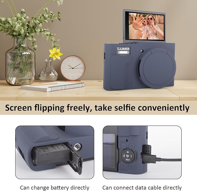 MUZIRI KINOKOO Silicone Sleeve Compatible for Panasonic Lumix ZS99 Camera - Soft Protective Cover for DC-ZS99/TZ99 Digital Camera with Removable Lens Cover - Anti-Slip & Anti-Scratch - Dark Blue - Image 5