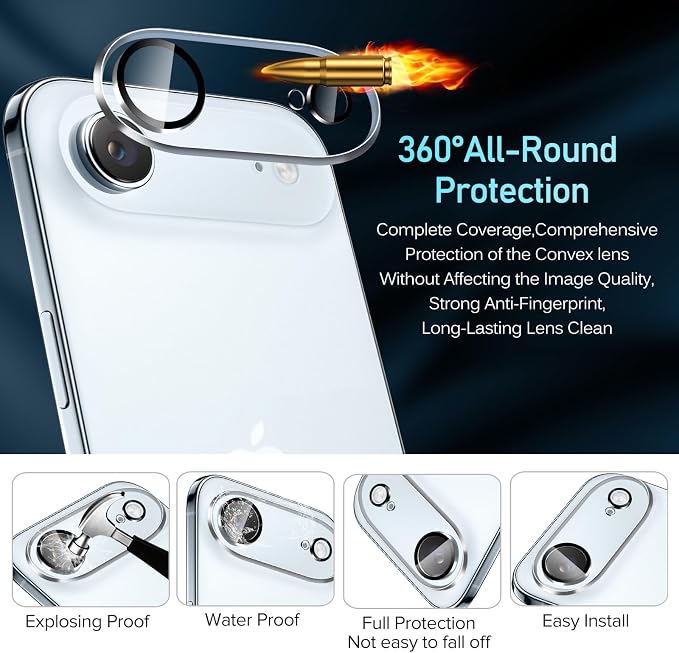 ivoler Camera Lens Protector for iPhone Air 6.5", 4-Pack | Screen Protector Tempered Glass[Case Friendly][New Rersion],for iPhone 17 Air Scratch-Resistant,Clear+Black Circle - Image 3