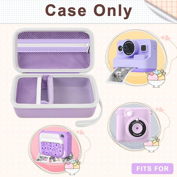 Kids Instant Print Camera Case for DYLANTO for ESOXOFFORE Cameras | Portable Digital Camera Case Organizer for ETIKEZ for YTETCN for DUDUDRAGON with Pocket for Accessories (Box Only)-Purple - Image 2