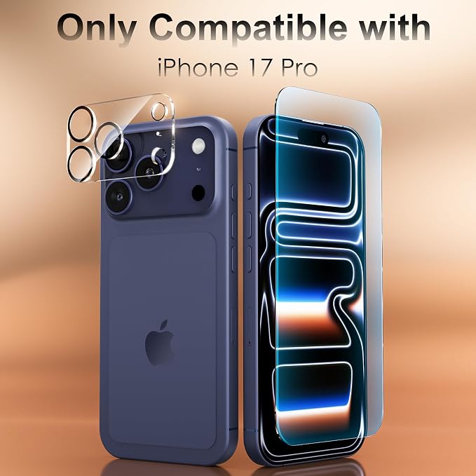 Fotbor [3+3 Pack for iPhone 17 Pro Screen Protector, Anti-Blue Light, [Eye Protection] 9H+ Tempered Glass with Camera Lens Protector - Image 2