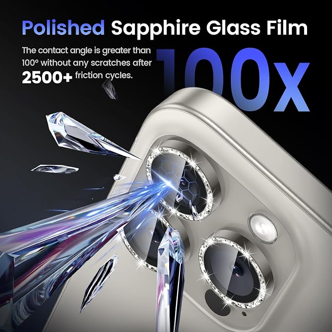 Tensea Camera Lens Protector Compatible for iPhone 17 Pro Max/17 Pro/15 Pro Max/15 Pro/16 Pro Max/16 Pro/14 Pro Max/14 Pro, Metal Tempered Glass Cover Camera Screen Protector Accessories,Case Friendly - Image 6