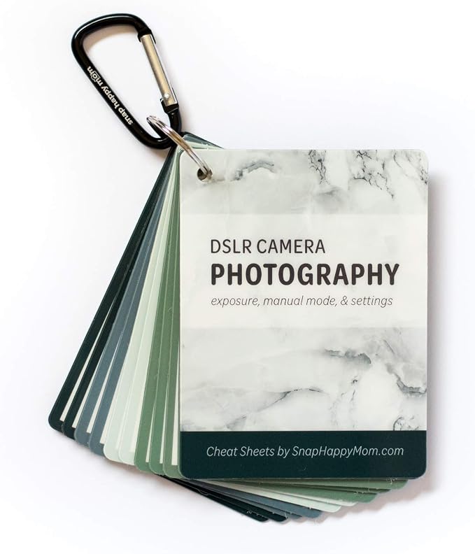 DSLR Cheat Sheet Cards for Canon, Nikon and Sony Cameras - Plastic Quick Reference Photography Cards | Camera Settings, Exposure & Manual Mode (Classic) by Snap+Happy+Mom