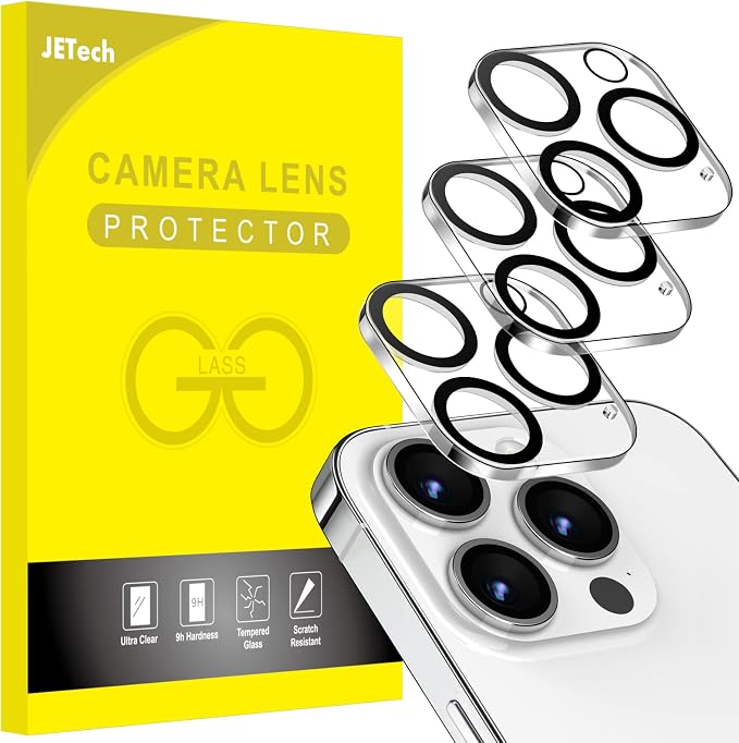 JETech Camera Lens Protector for iPhone 14 Pro/14 Pro Max, 3-Pack | 9H Tempered Glass, HD Clear, Anti-Scratch Protection, Night Shot Compatible, Case-Friendly by JETech