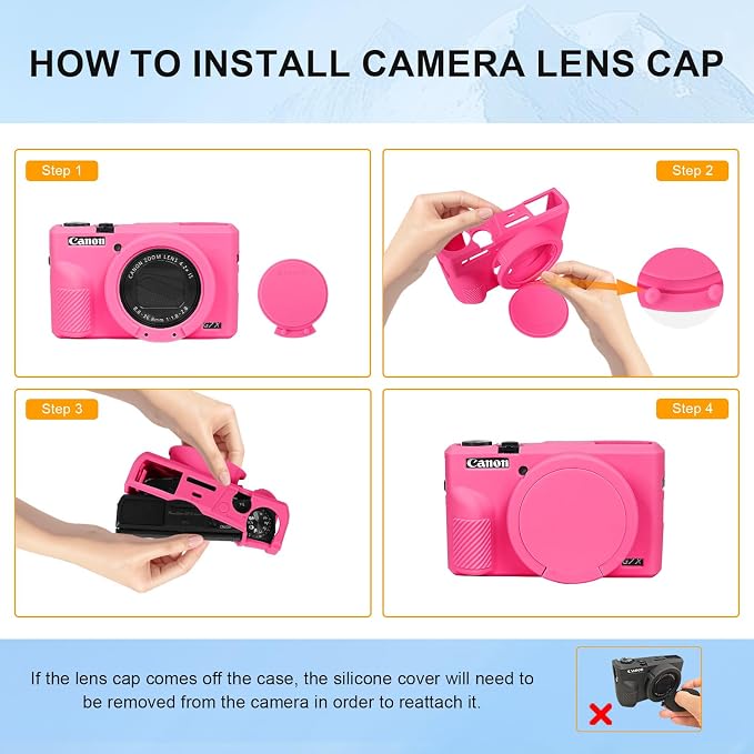 Easy Hood Camera Case Cover for Canon Powershot G7X Mark III Camera(Rose) | With Removable Lens Cover,Soft Silicone Protective Case,Anti-Scratch,Slim Fit,Enhanced Grip,Lightweight Camera Accessories - Image 7