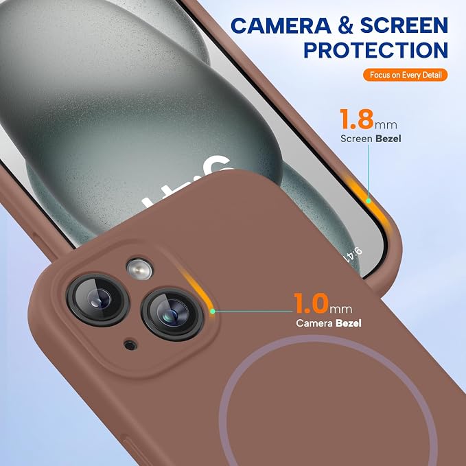 miracase Magnetic for iPhone 15 Case, [Soft Anti-Scratch Microfiber Lining], Compatible with MagSafe, Liquid Silicone Case Shockproof Drop Protection Phone Case for 15,Chocolate - Image 7