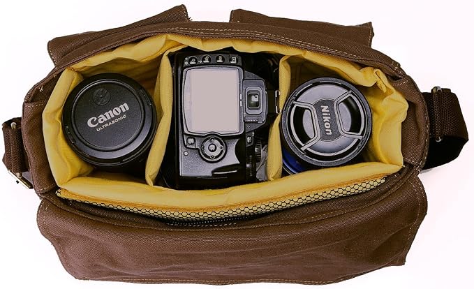 Men's Lightweight Vintage Waterproof Canvas DSLR SLR Shockproof Camera Shoulder Messenger Bag Sling Bag - Image 3