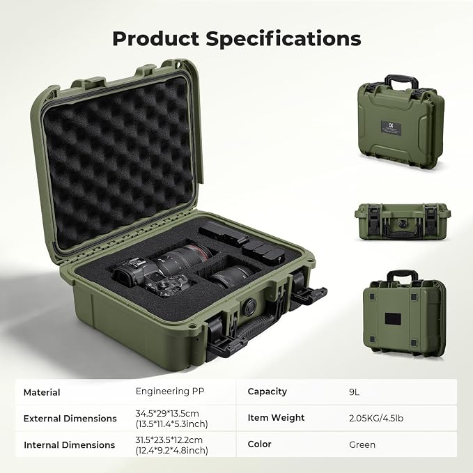 K&F CONCEPT Waterproof Hard Case, IP67 Protective Case with Pre-Scored Foam | Pick & Pluck Foam, Waterproof, Dustproof, Shockproof, HardShell Case for Camera & DJI Drone & Equipment Storage, BC01 - Image 8