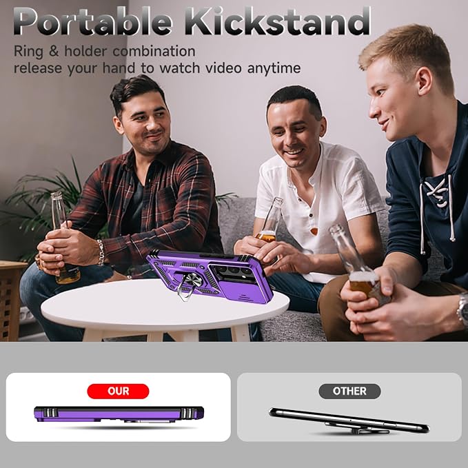 for Galaxy S24 Plus/S25 Plus Case with Screen Protector: [Military Grade 20ft. Drop Tested] Slide Camera Cover Ring Shockproof Protective Phone Case for - Samsung Galaxy S24 Plus/S25 Plus (Purple) - Image 6