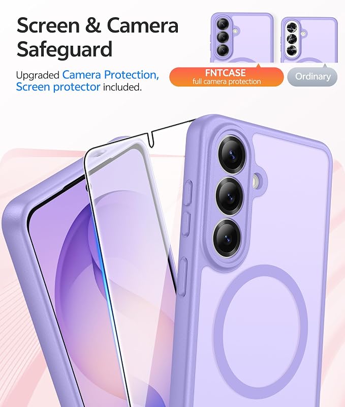 FNTCASE for Samsung Galaxy S26 Plus Case, Fit for Magsafe, Screen Protector | Full Camera Protection, Translucent Matte, 14FT Military Grade Drop Proof, Shockproof Protective Phone Cover, Light Purple - Image 4