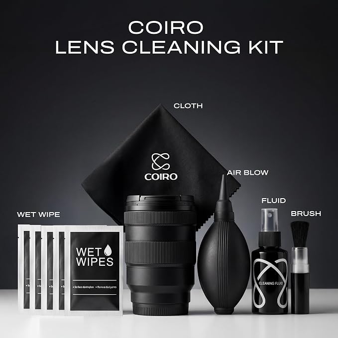 С Coiro Camera Lens Cleaning Kit – Camera Air Blower, Lens Cleaner Spray 100ml, Soft Brush, Wet Wipes & Cloth – DSLR Mirrorless Camera Cleaner - Image 2