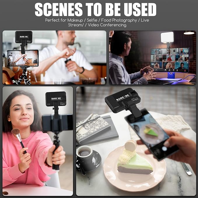 Selfie Light - BANSINE USB-Rechargeable LED Phone Light - Portable Photo Light with 97+ CRI, Up to 6500K Color Temperature for Selfie, Zoom Conference, Video, Makeup and Live Stream - Image 7
