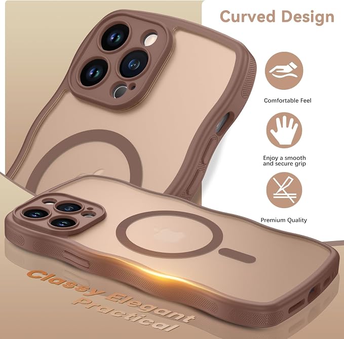 BENTOBEN Magnetic for iPhone 13 Pro Max Case, Cute Wavy [Full Camera Protection][Compatible with MagSafe] Matte Anti-Slip Bumper Women Girls Boys Protective Cover for 13 ProMax 6.7", Desert Titanium - Image 7