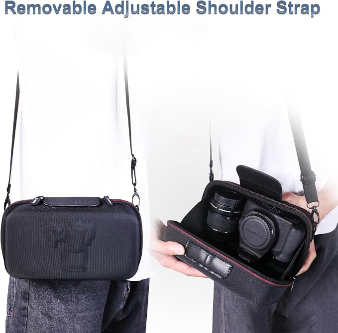 Case for Canon EOS Rebel T7/R50/R100 DSLR SLR Camera and 18-55mm Len Black | Hard Carrying Travel Case for Canon EOS Rebel T7/R50/R100/R50 V/T6/R8/R10/RP/SL3/R5/T100 DSLR SLR Camera and 18-55mm Len - Image 7