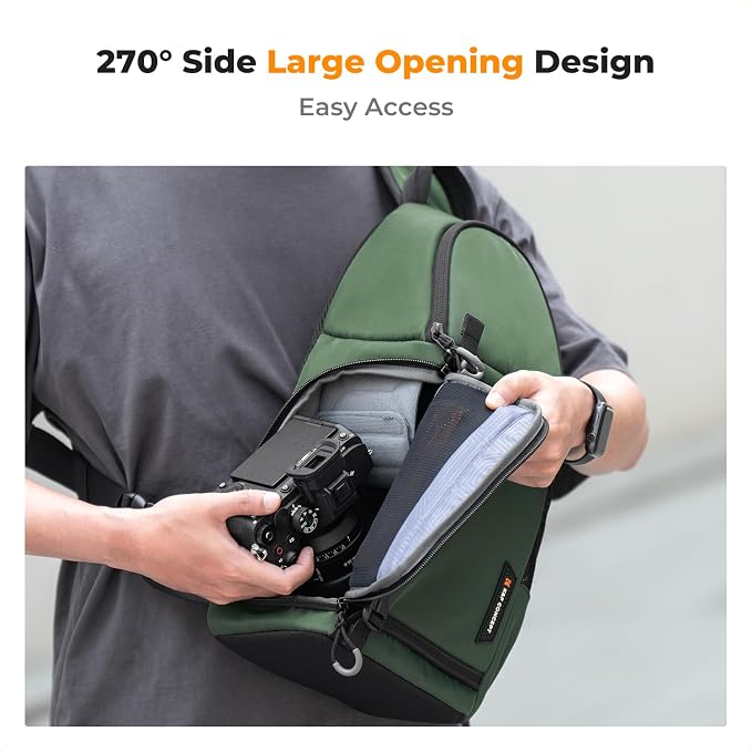 K&F CONCEPT Camera Sling Bag, Compact Crossbody Backpack, 10L | Fits Mirrorless & Small DSLR. Water-Repellent Twill Fabric. 5 Removable Dividers. Adjustable Strap 20.5–39.8 in. BS11 - Image 2