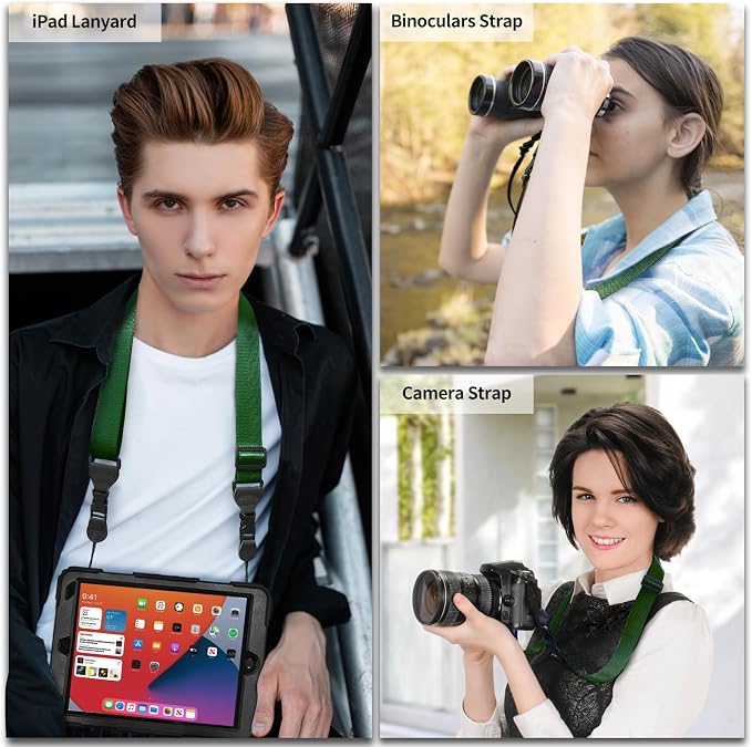 FIEIL Comfortable Shoulder Strap, Nylon Camera Strap, Adjustable Neck Strap for iPad, Cellphone Tablet, Camera, Laptop, Binocular, Luggage Bag (Dark Green Universal Lanyard) - Image 2