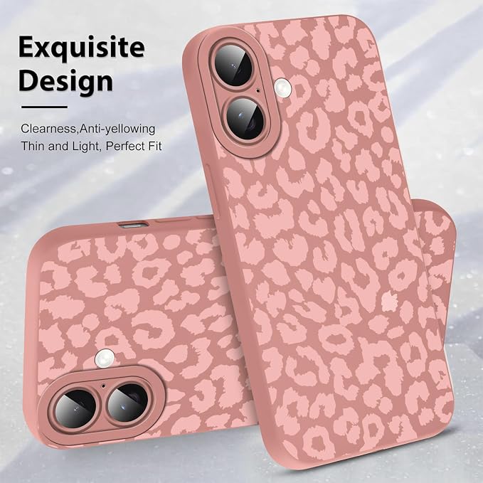 Cute Pink Cheetah Print Phone Case for iPhone 16 6.1" | Aesthetic Leopard Pattern Design Cover Full Camera Lens Protective Shockproof Soft Slim TPU Funda for Women Girls - Image 4