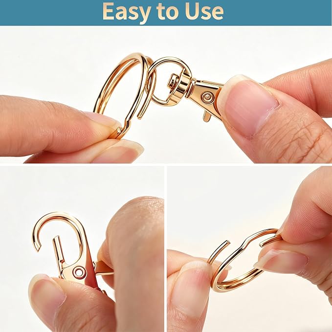 LEOBRO 60pcs Lobster Claw Clasp & Key Ring, for Keychain Jewelry, LightGold | Light Gold Keychain Making Kit, Keychain Clips, Key Chain Rings, Keychains for Crafts, Key Chains Jewelry Making - Image 7