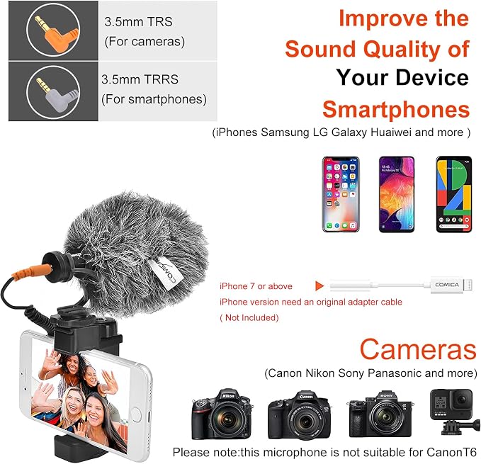 COMICA CVM-VM10II Universal Shotgun Microphone for Camera, iPhone, Android | Noise Cancellation, Cardioid Polar Pickup, Professional Video Mic for YouTube, TikTok, Vlog, Interview, Video Recording - Image 2