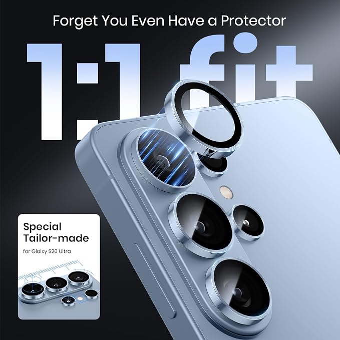 Hoerrye for Samsung Galaxy S26 Ultra Camera Lens Protector - [Top 9H+ Tempered Glass - 12FT Military Grade] Case Friendly Invisible Fit Camera Screen Protector Cover Accessories,Blue | Top 9H+ Tempered Glass, 12FT Military Grade, Case Friendly, Invisib... - Image 4